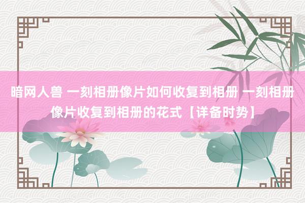 暗网人兽 一刻相册像片如何收复到相册 一刻相册像片收复到相册的花式【详备时势】